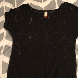 NEVER WORN/WASHED, black peek a boo lace shirt
